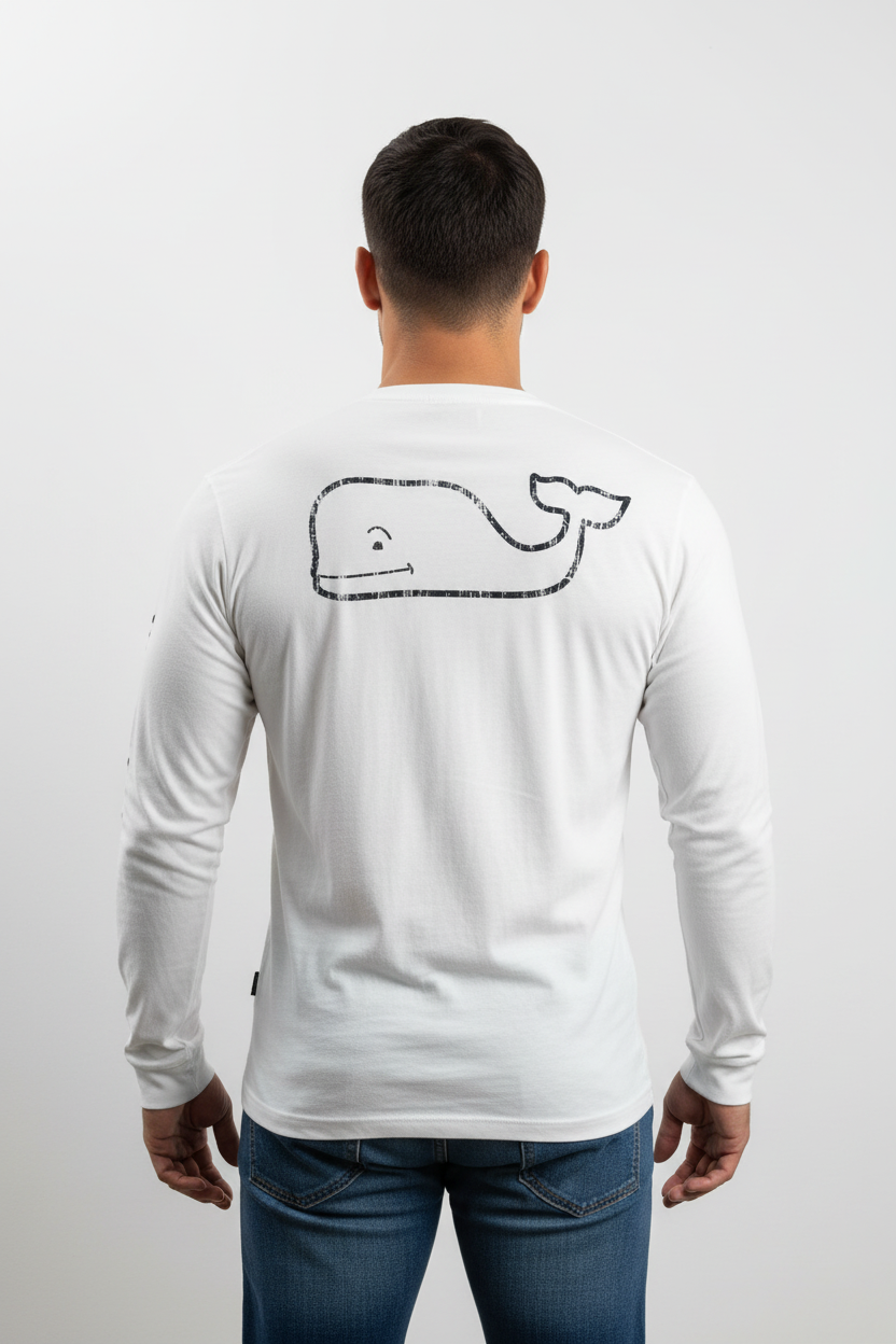 Camiseta cuello redondo Vineyard Vines 🐳 color blanco con Diseño de ballena Talla M