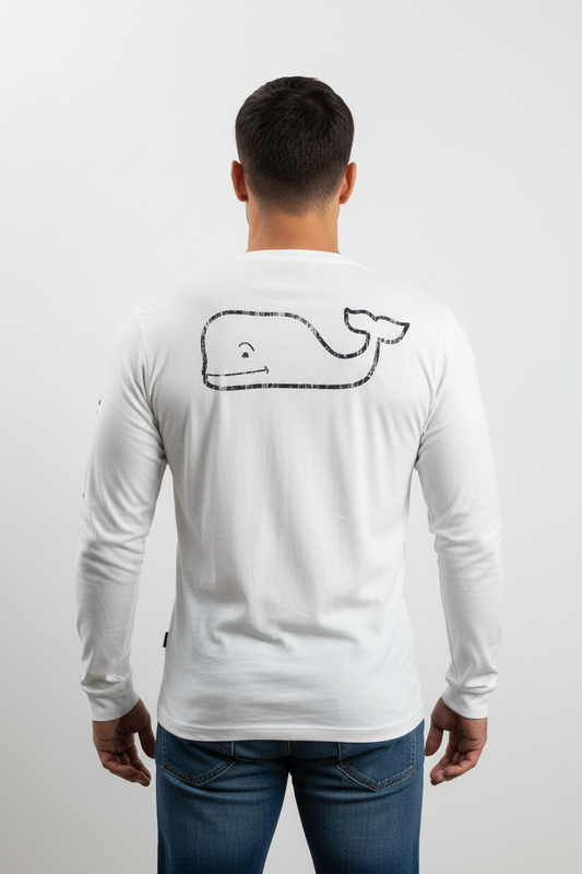 Camiseta cuello redondo Vineyard Vines 🐳 color blanco con Diseño de ballena Talla M