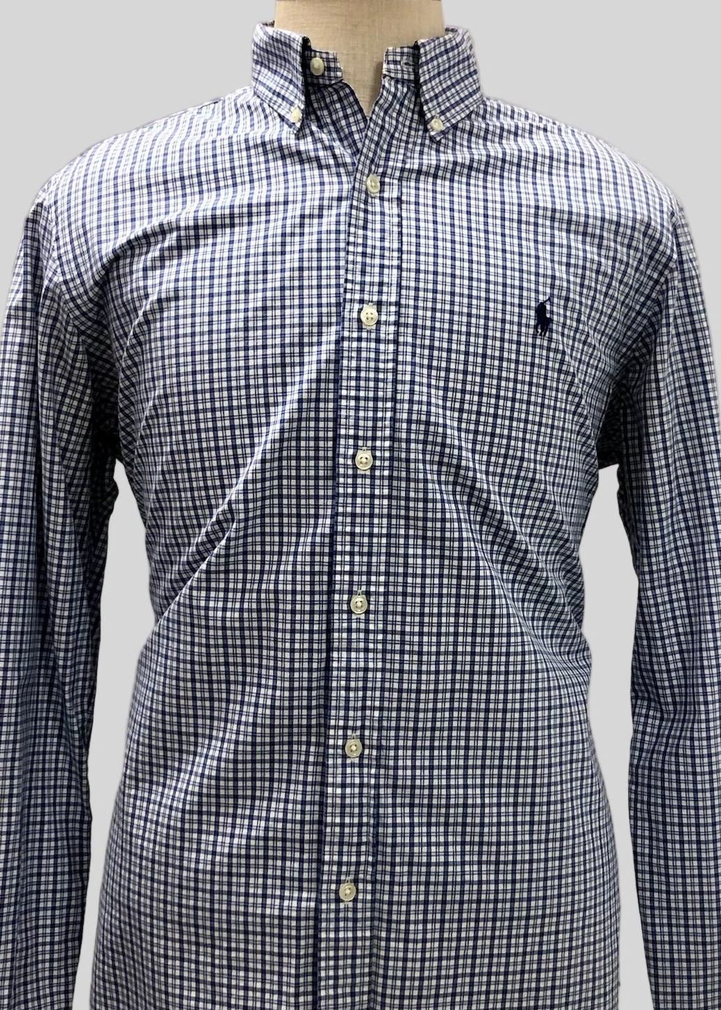 Camisa de botones Polo Ralph Lauren 🏇🏼 de cuadros azul navy y blanco Talla L Entalle Regular