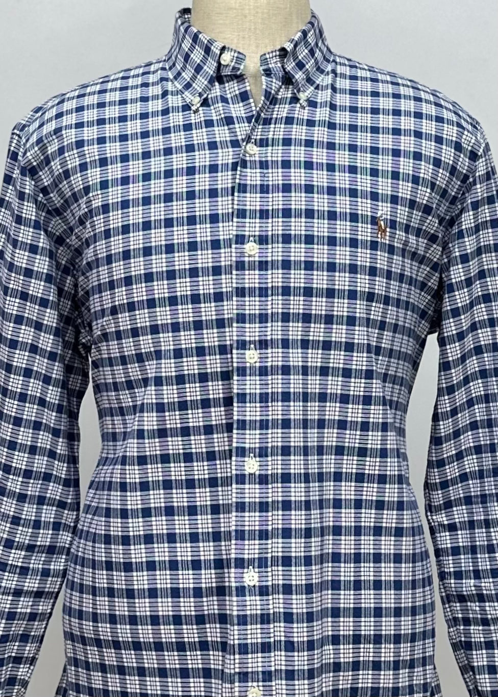 Camisa Polo Ralph Lauren 🏇🏼 de cuadros tartán en color azul, rojo y blanco Talla XL Entalle Clásico