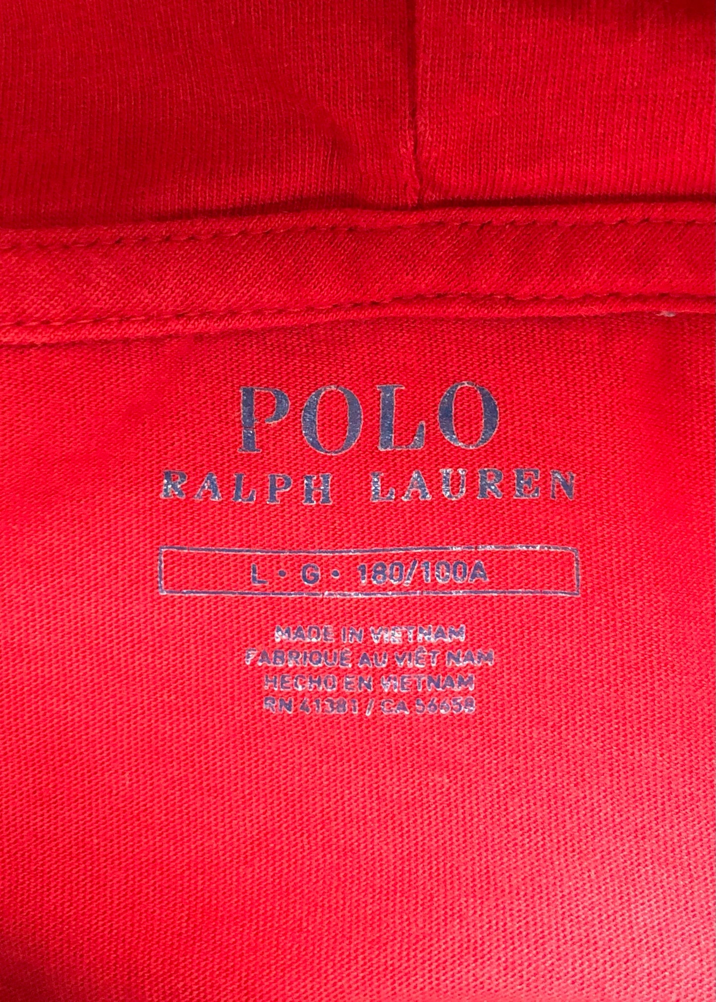 Sueter Jersey con capucha Polo Ralph Lauren 🏇🏼 color rojo con diseño big pony en blanco Talla L