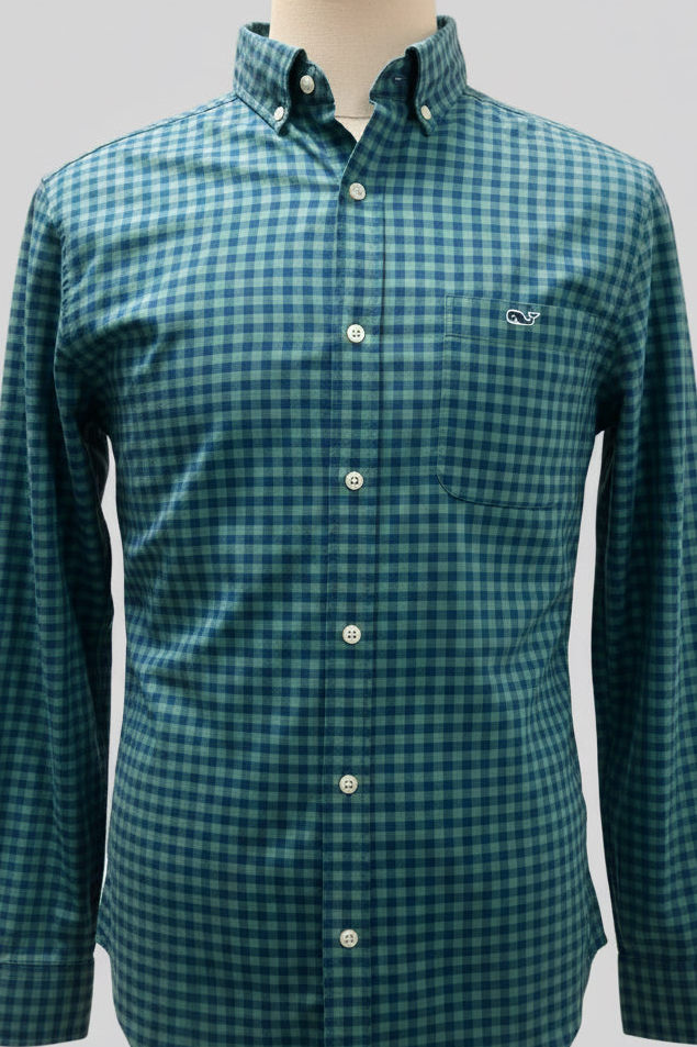 Camisa de botones Vineyard Vines 🐳 de cuadros en color verde y azul Talla S entalle clásico