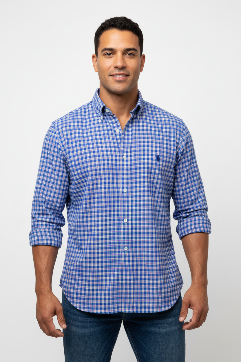 Camisa de botones Polo Ralph Lauren 🏇🏼 de cuadros azul, rojo y blanco Talla M Entalle Regular