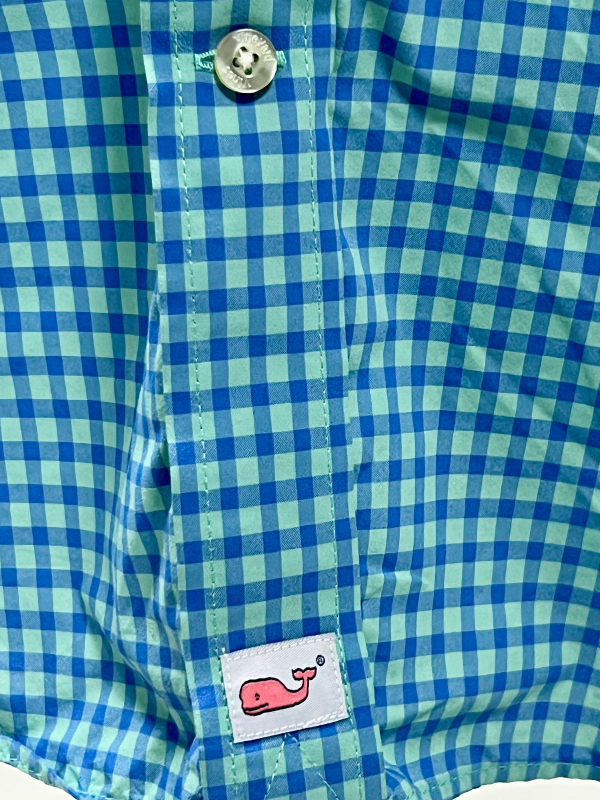Camisa Vineyard Vines 🐳 Performance de cuadros gingham en color turquesa y azul Talla XL Entalle Clásico