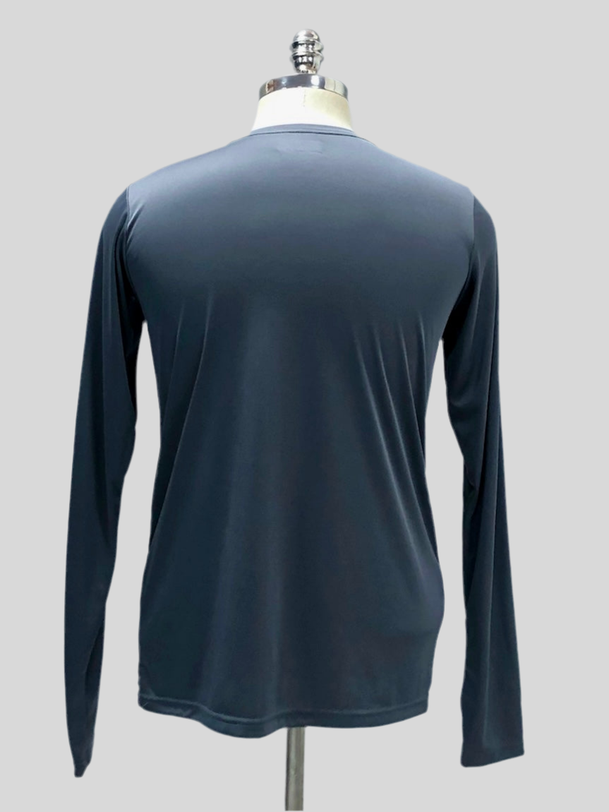 Camiseta cuello redondo Columbia 🔷 color gris oscuro manga larga Talla S