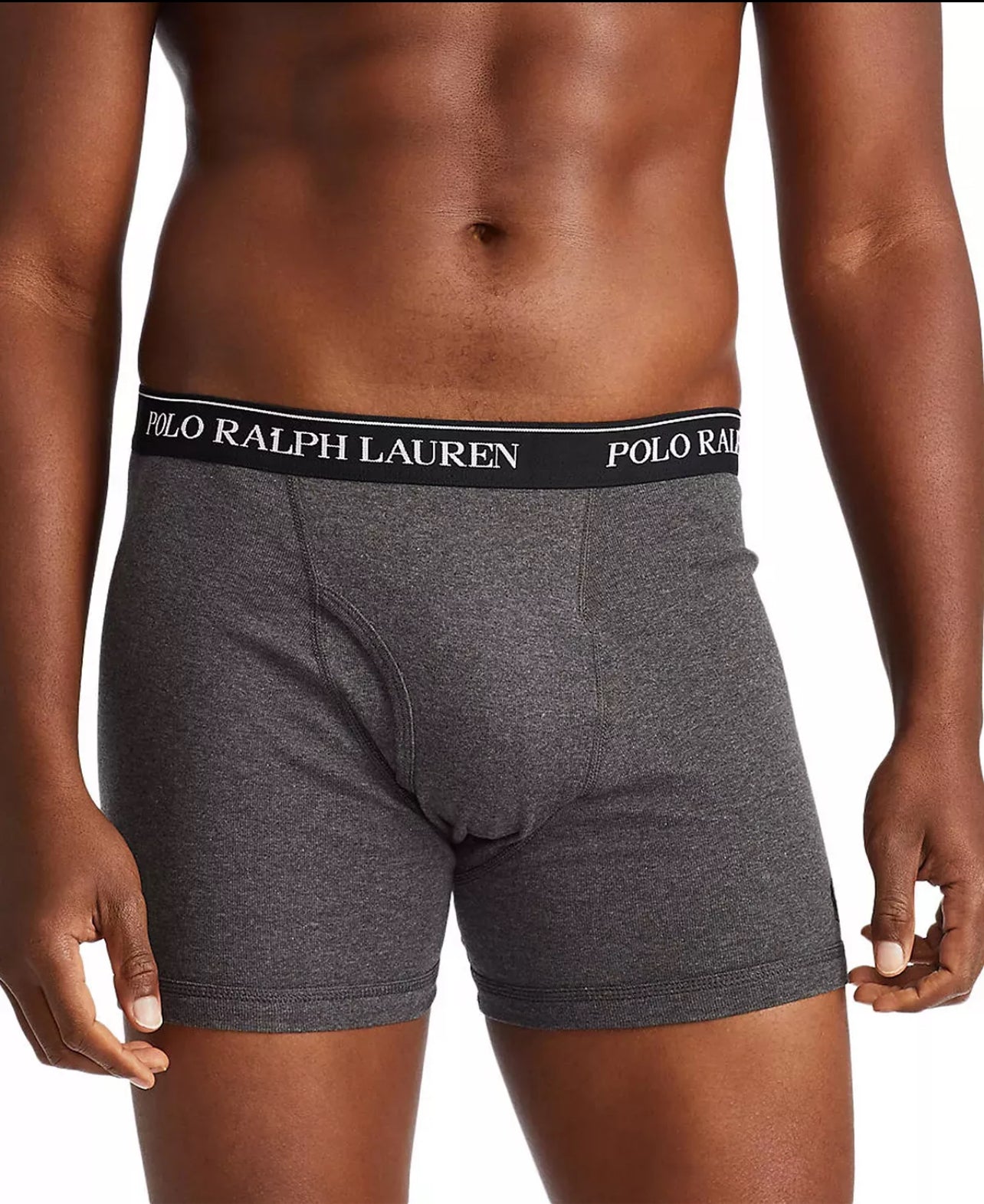 Paquete de 3 Boxer Briefs Polo Ralph Lauren 🏇🏼 Classic Fit Tela algodón stretch color gris oscuro, negro y gris claro Talla S