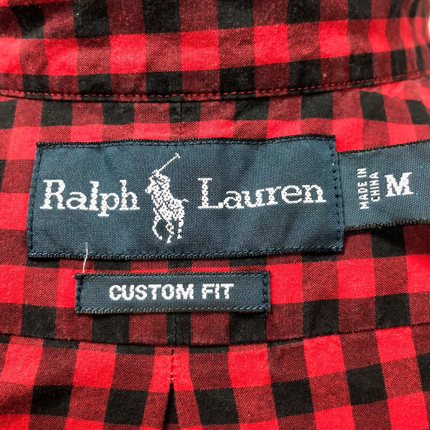Camisa Polo Ralph Lauren 🏇🏼 con patron de cuadros gingham rojo y negro Talla M Entalle Custom Fit