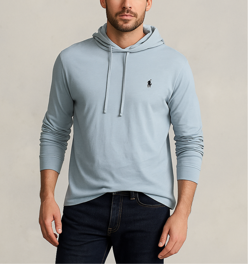 Sueter Jersey con capucha Polo Ralph Lauren 🏇🏼 color celeste claro Talla L