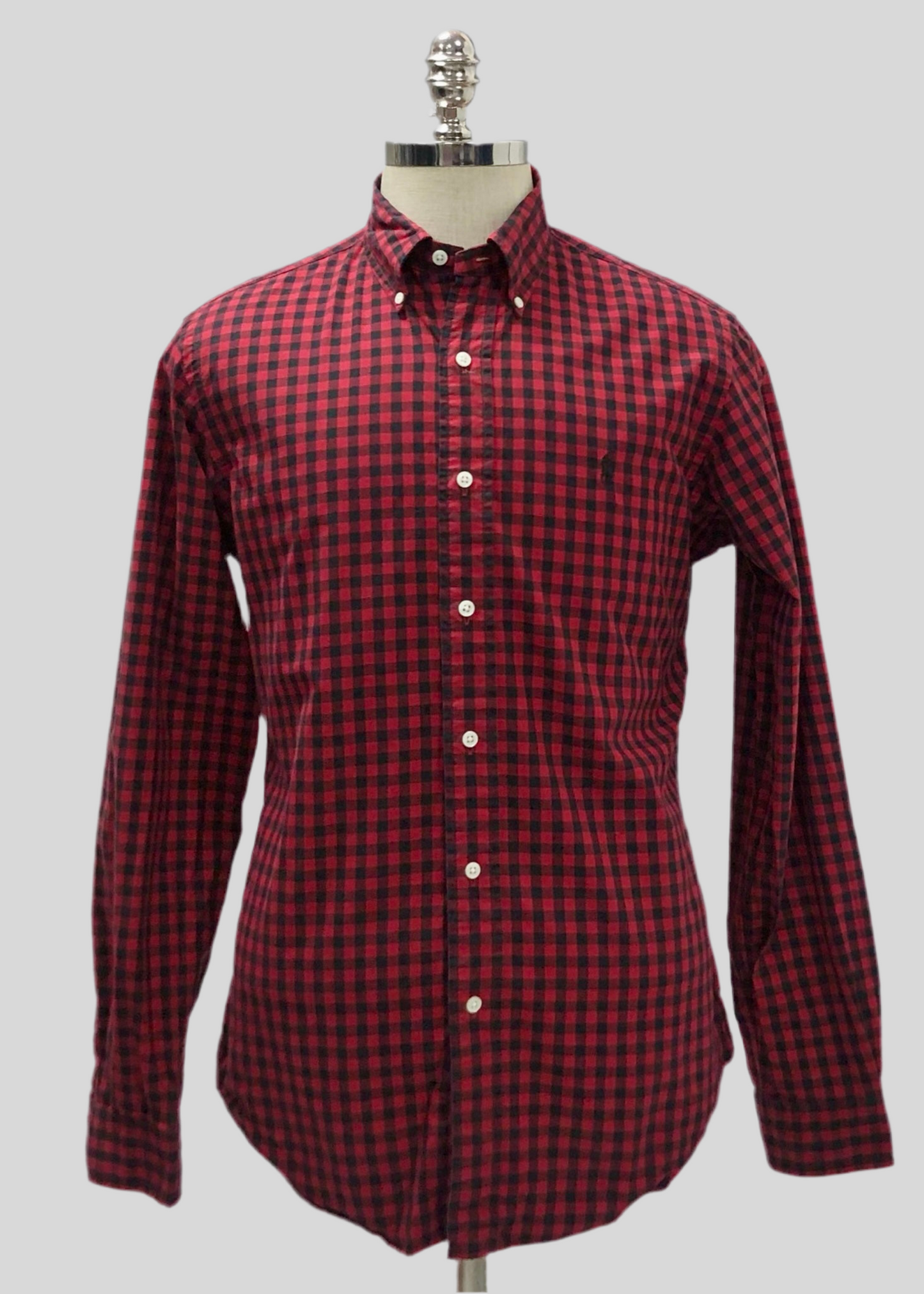 Camisa Polo Ralph Lauren 🏇🏼 con patron de cuadros gingham rojo y negro Talla M Entalle Custom Fit