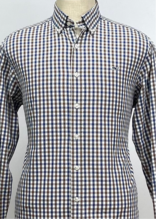 Camisa de cuadros Vineyard Vines 🐳 en color azul, kaki y blanco Talla M Entalle Slim Fit