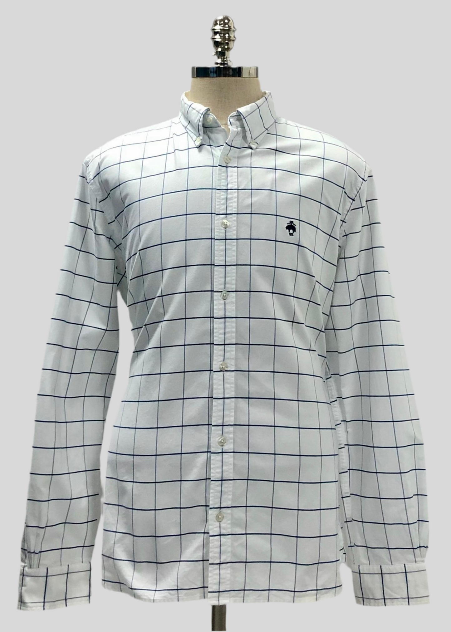 Camisa Brooks Brothers 🐑 color blanco con cuadros en azul navy Talla XL Entalle Regular
