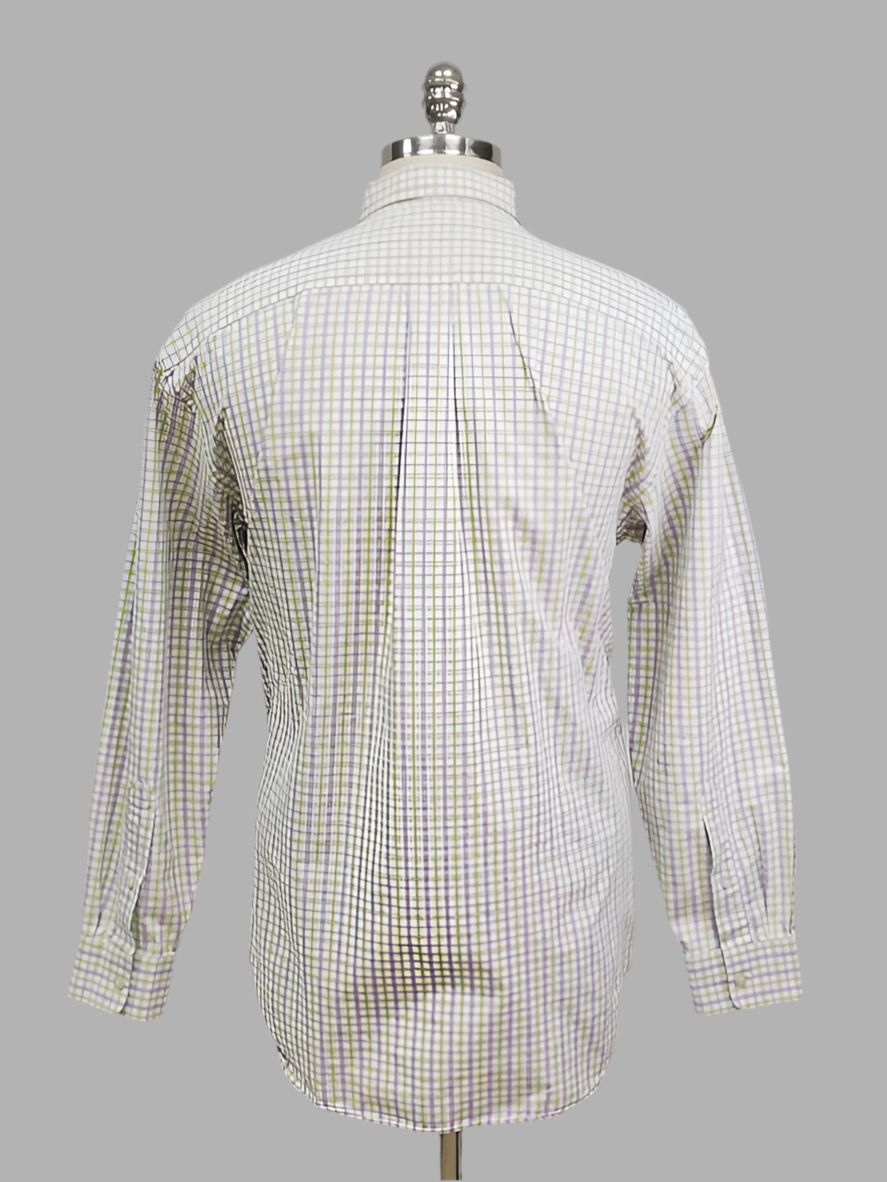 Camisa de botones Vineyard Vines 🐳 colon patrón de cuadros en color verde claro, morado y blanco Talla XL Entalle Regular (ver descripción)