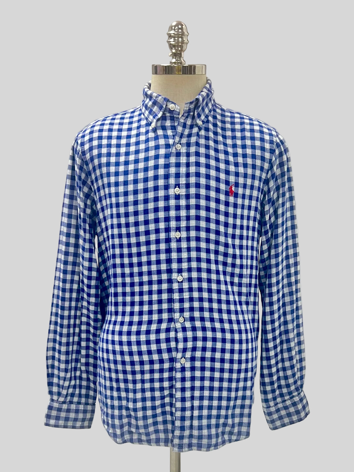 Camisa Polo Ralph Lauren 🏇🏼 de cuadros gingham azul y blanco Talla L Entalle Regular