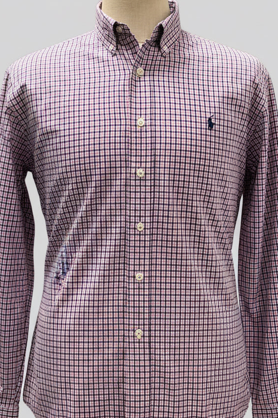 Camisa de botones Polo Ralph Lauren 🏇🏼 color blanco de cuadros rosado y azul Talla XL Entalle Regular (ver descripción)
