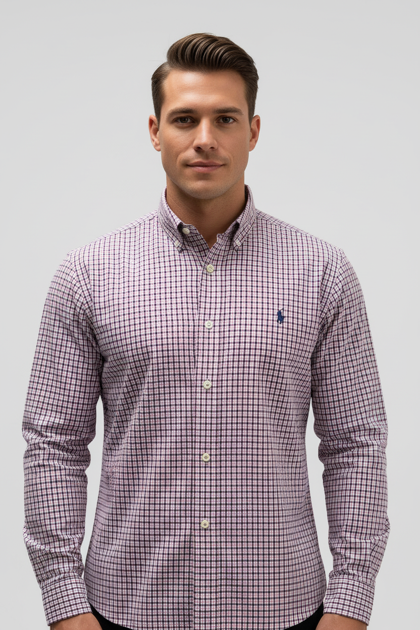 Camisa de botones Polo Ralph Lauren 🏇🏼 color blanco de cuadros rosado y azul Talla XL Entalle Regular (ver descripción)