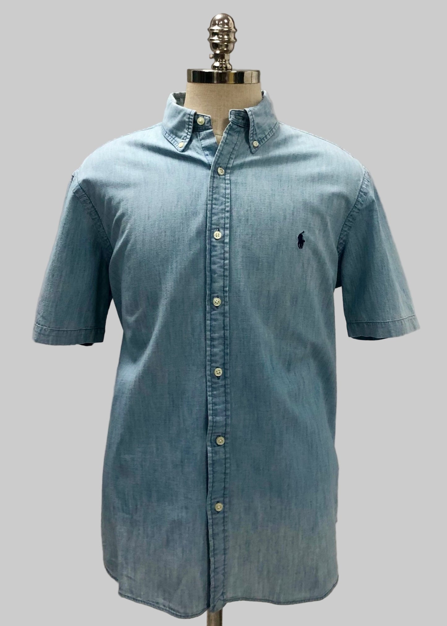 Camisa de botones Polo Ralph Lauren 🏇🏼 de jeans en color Celeste y logo en azul Talla XL Entalle Clásico