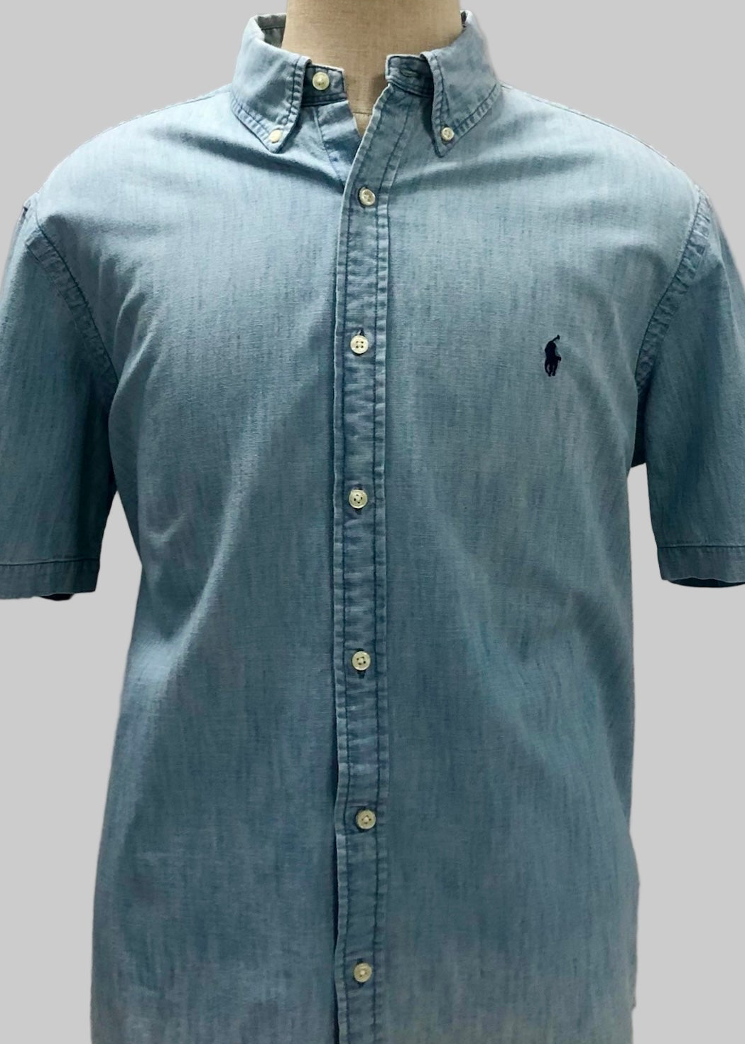 Camisa de botones Polo Ralph Lauren 🏇🏼 de jeans en color Celeste y logo en azul Talla XL Entalle Clásico