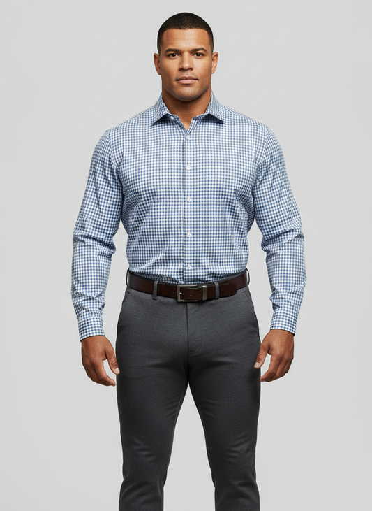 Camisa Polo Ralph Lauren 🏇🏼 color blanco con patron de cuadros azul y negro Talla M Entalle Regular