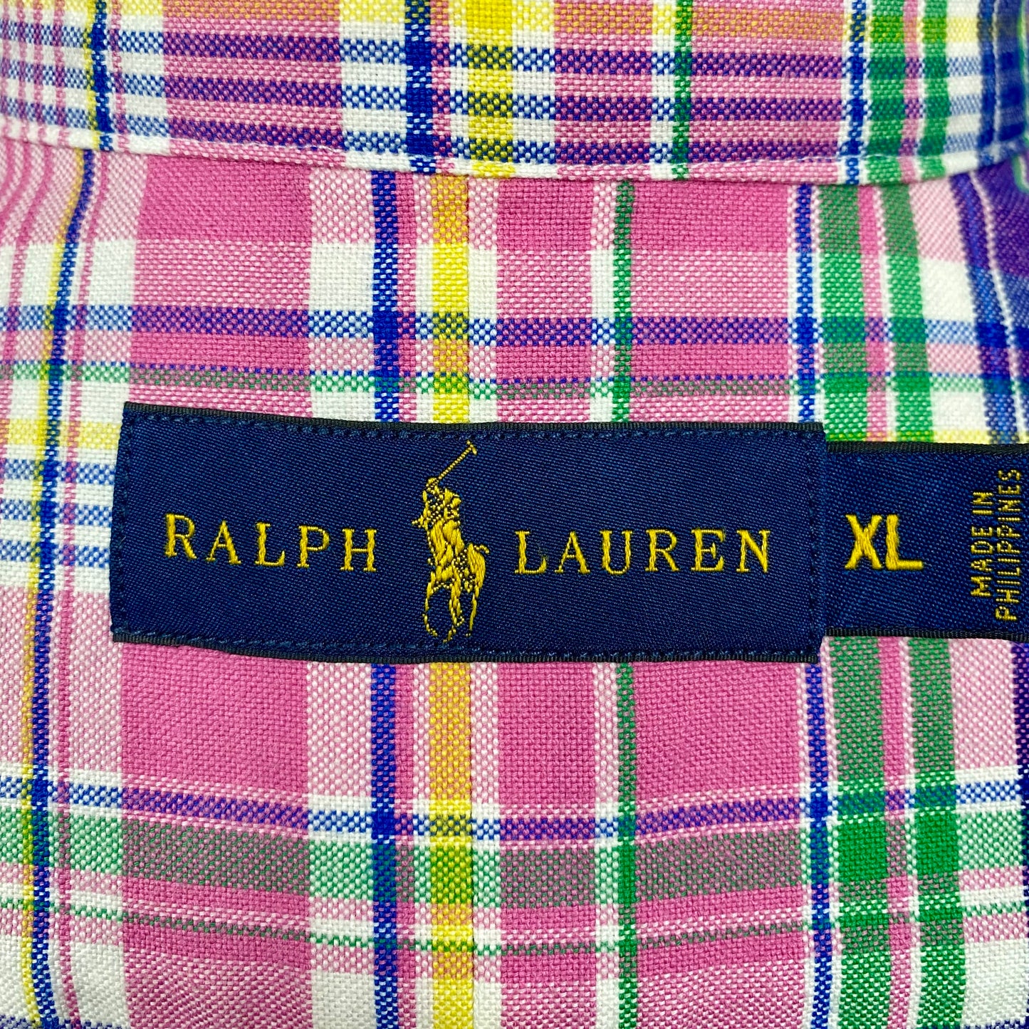 Camisa Polo Ralph Lauren 🏇🏼 Oxfod con patron de cuadros tartán en rosado, azul y blanco Talla XL Entalle Regular