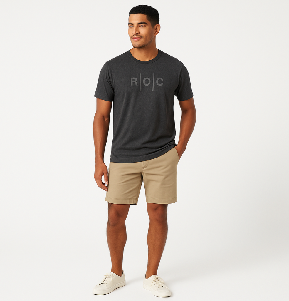 Camiseta de cuello redondo On Running 🏃🏻‍♂️ color gris oscuro con logo ROC en gris claro Talla M, L y XL