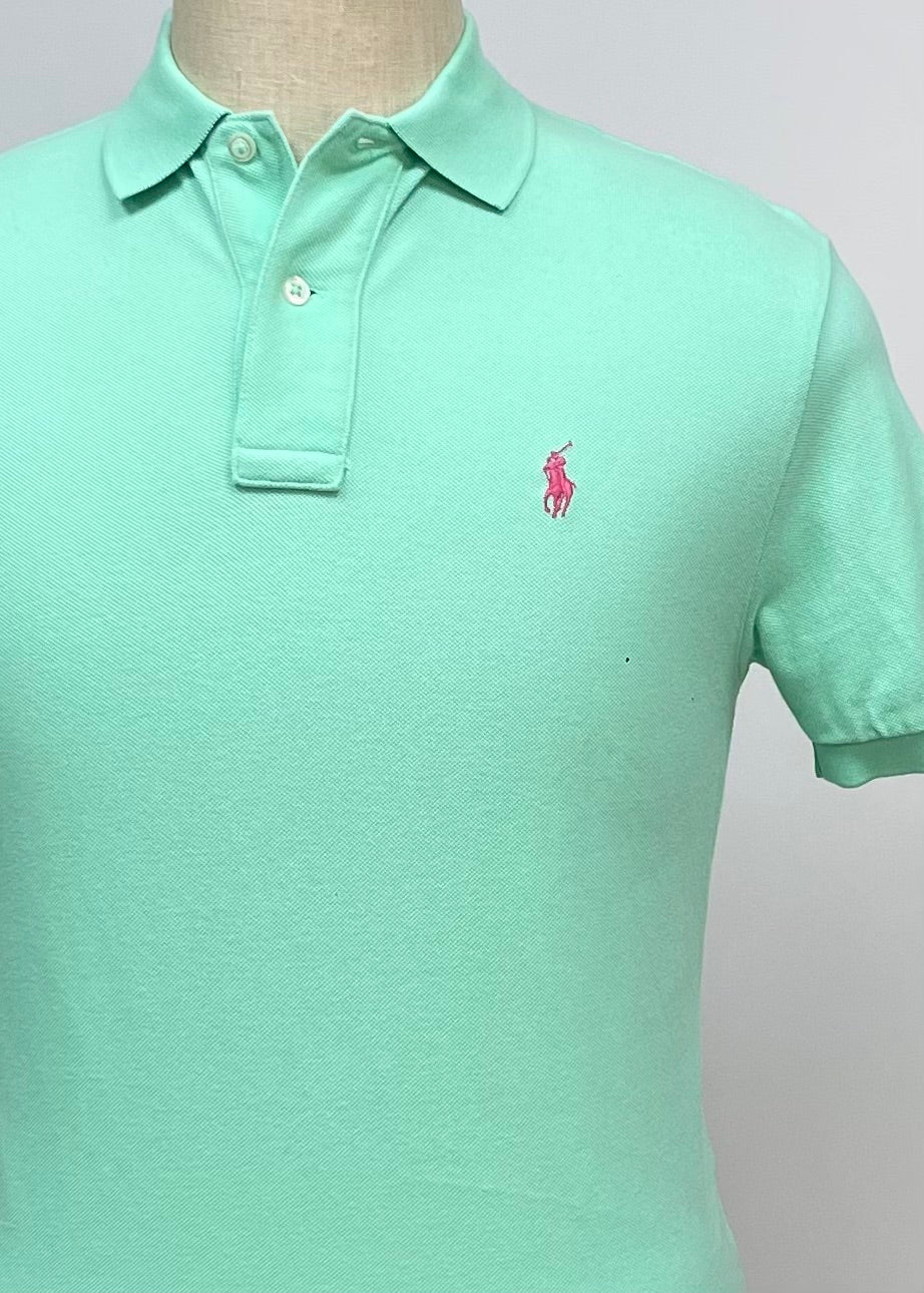 Camiseta Polo Ralph Lauren 🏇🏼 color turquesa y logo rosado Talla S Entalle Clásico