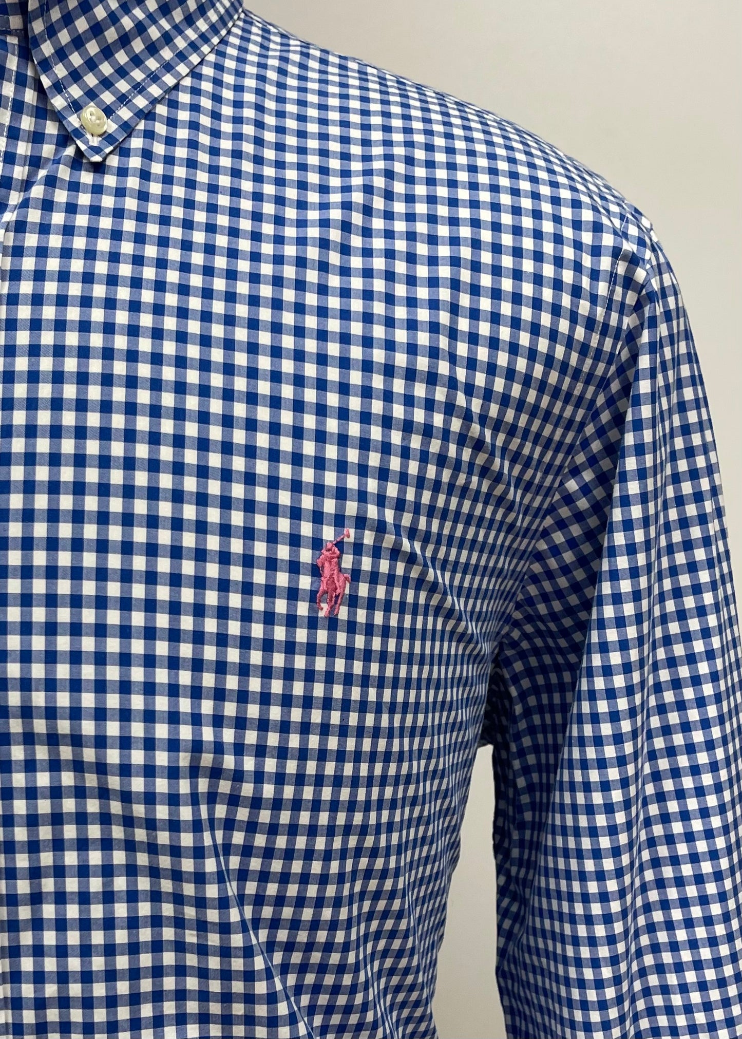 Camisa Polo Ralph Lauren 🏇🏼 con patron de cuadros gingham celeste y blanco Talla XL Entalle Regular