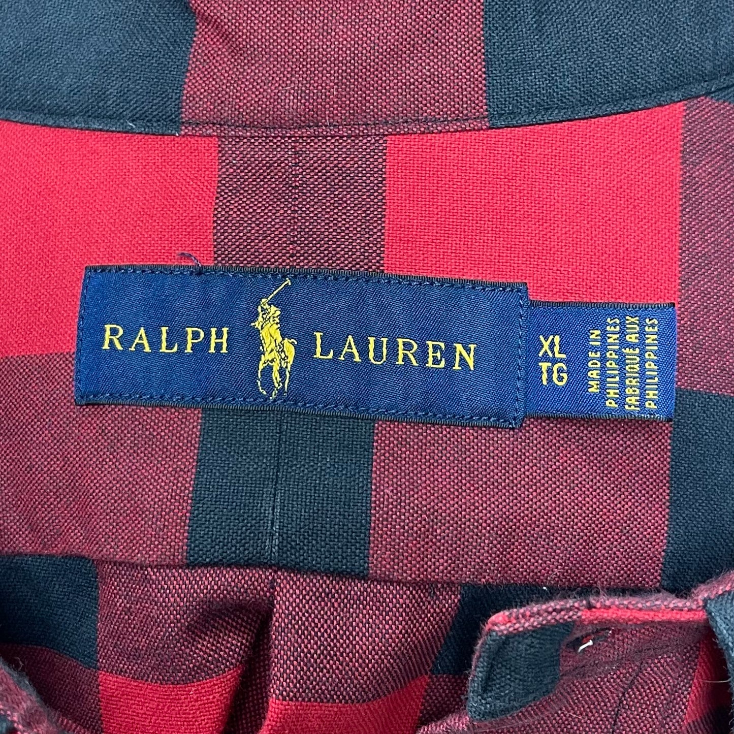 Camisa Polo Ralph Lauren 🏇🏼 con patron de cuadros en rojo y negro Talla XL Entalle Regular