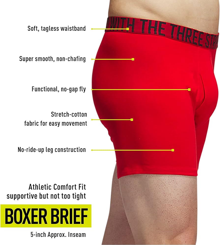 Boxers Briefs Adidas Tela Stretch Cotton color gris y rojo Talla L