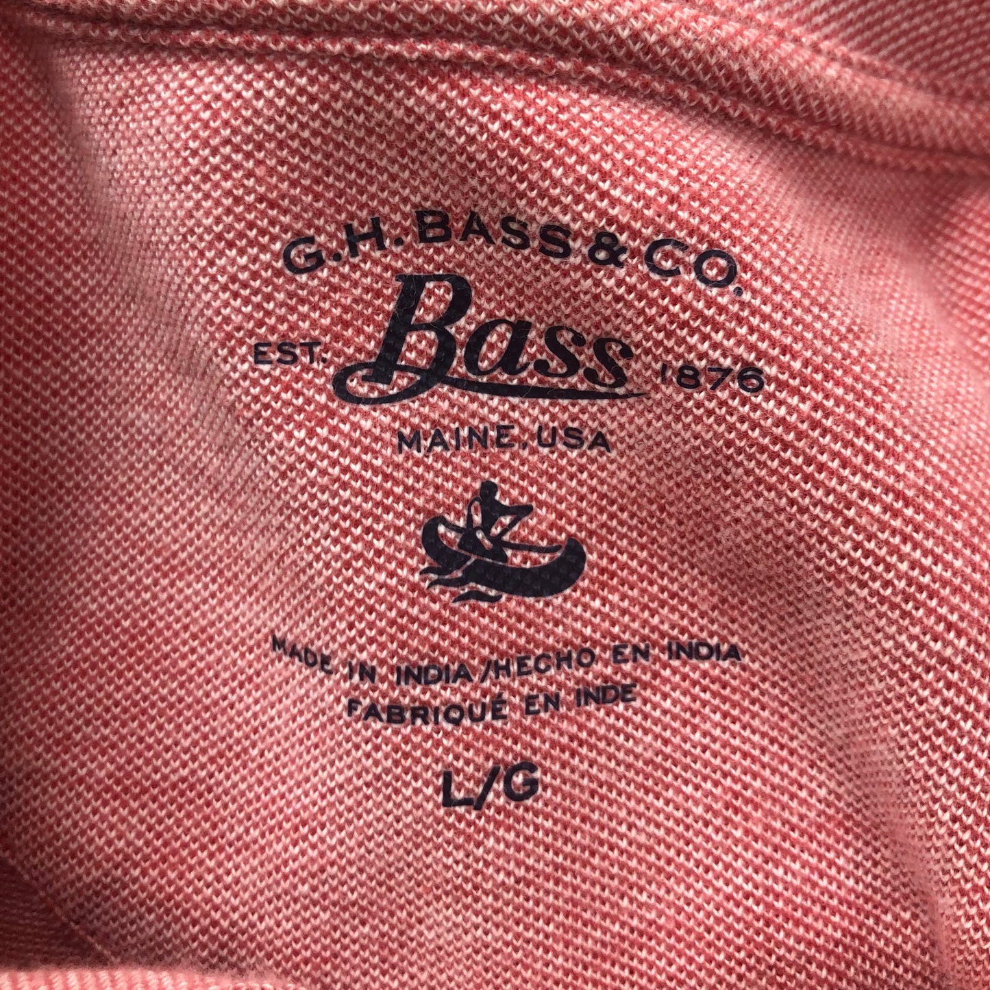 Camiseta Polo G.H. Bass 🇺🇸 color rosado claro Talla L Entalle Regular