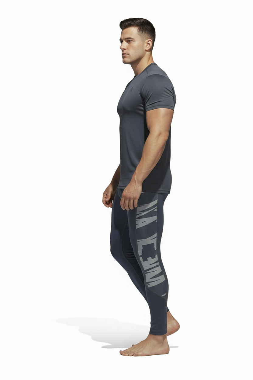 Malla de entrenamiento licra Adidas 🏃🏻 Dry-Fit  para hombre en Color negro y cintura gris Talla M