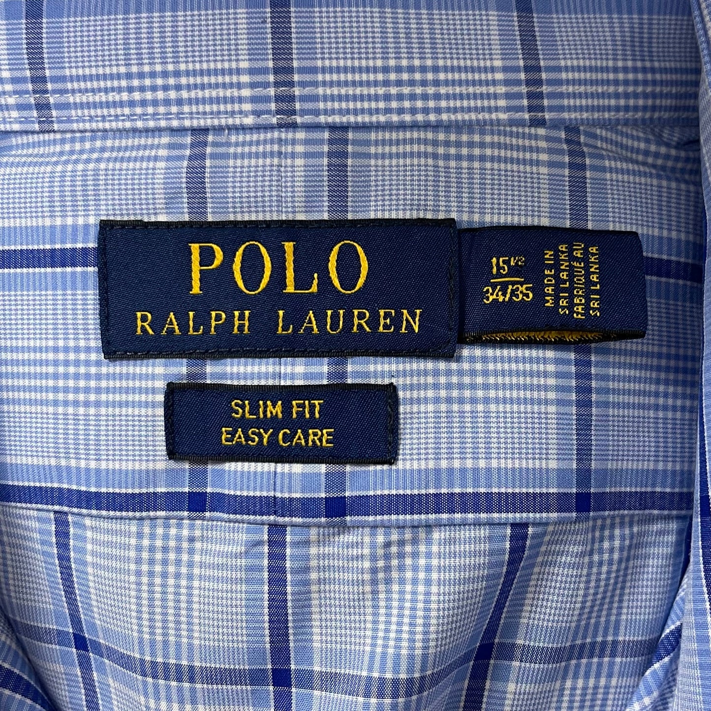 Camisa Polo Ralph Lauren 🏇🏼 con patrón de cuadros celeste y azul Talla M Entalle Slim Fit