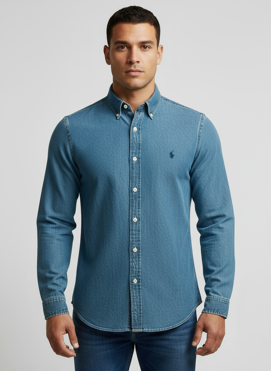 Camisa de botones Polo Ralph Lauren 🏇🏼 De jeans en color celeste Talla M Entalle Slim Fit