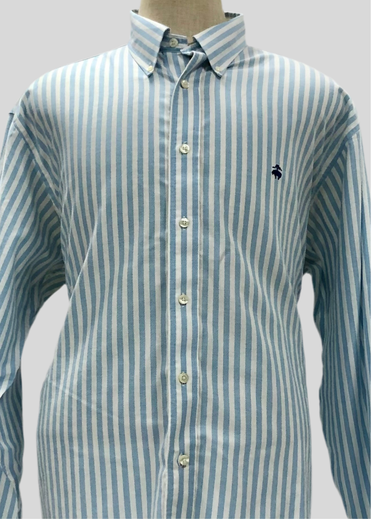 Camisa Brooks Brothers 🐑 color blanco con rayas en celeste Talla XXL Entalle Regular
