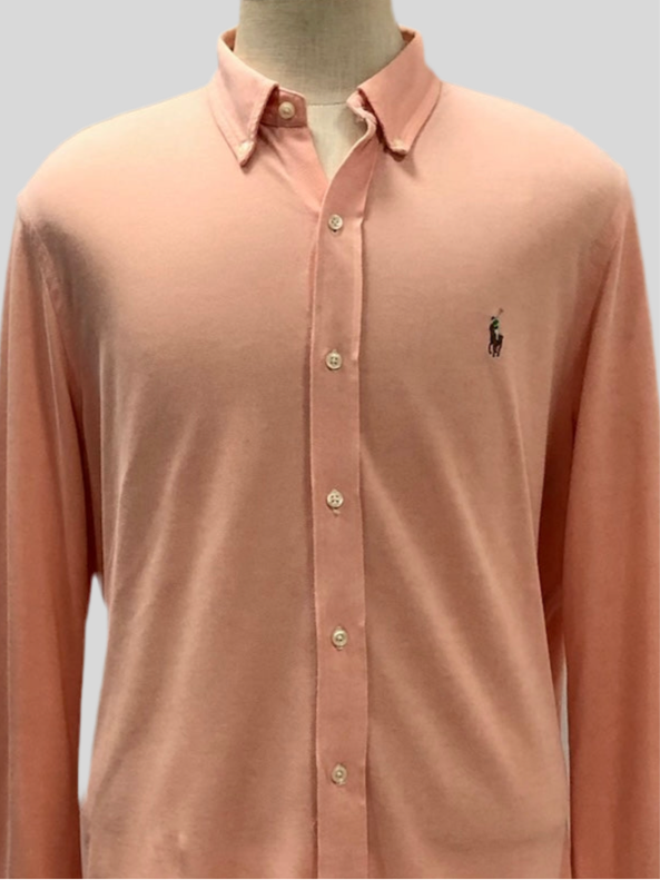 Camisa Polo Ralph Lauren 🏇🏼 Tela camiseta (Knit Oxford) en color salmón Talla XL Entalle Regular