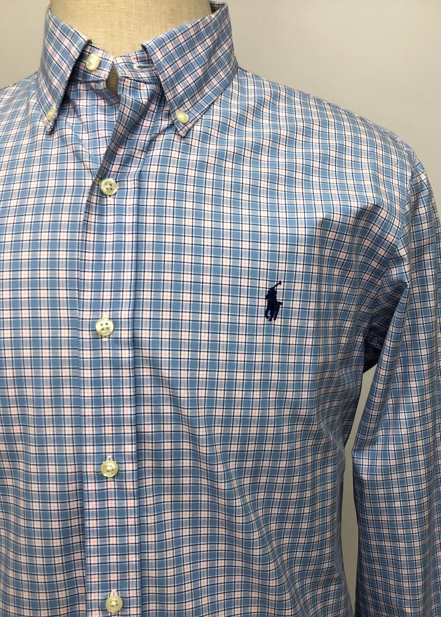 Camisa Polo Ralph Lauren 🏇🏼 de cuadros en celeste y rosado Talla M Entalle Regular