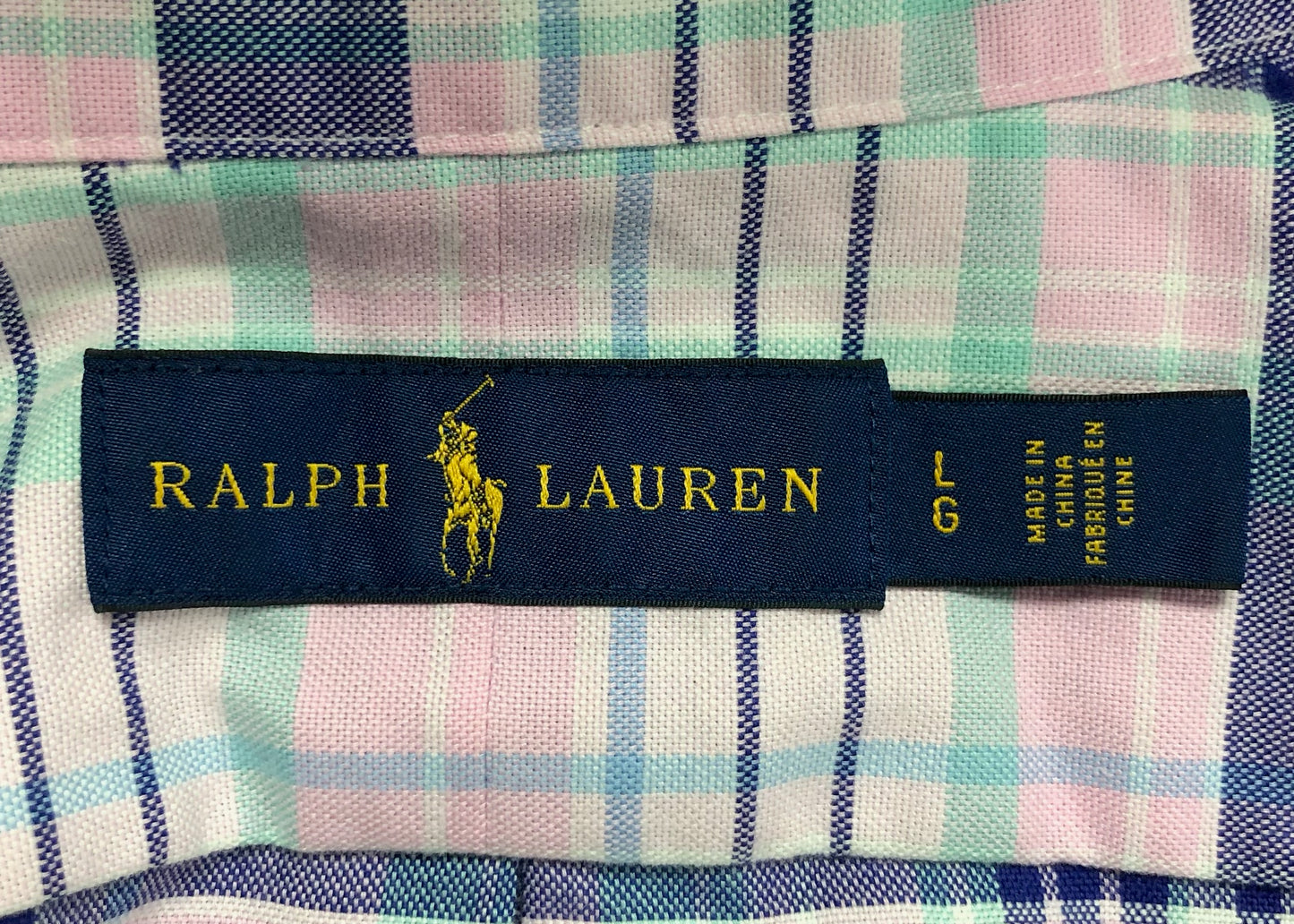 Camisa Polo Ralph Lauren 🏇🏼 de cuadros tartán en color azul, rosado y blanco Talla L Entalle Regular
