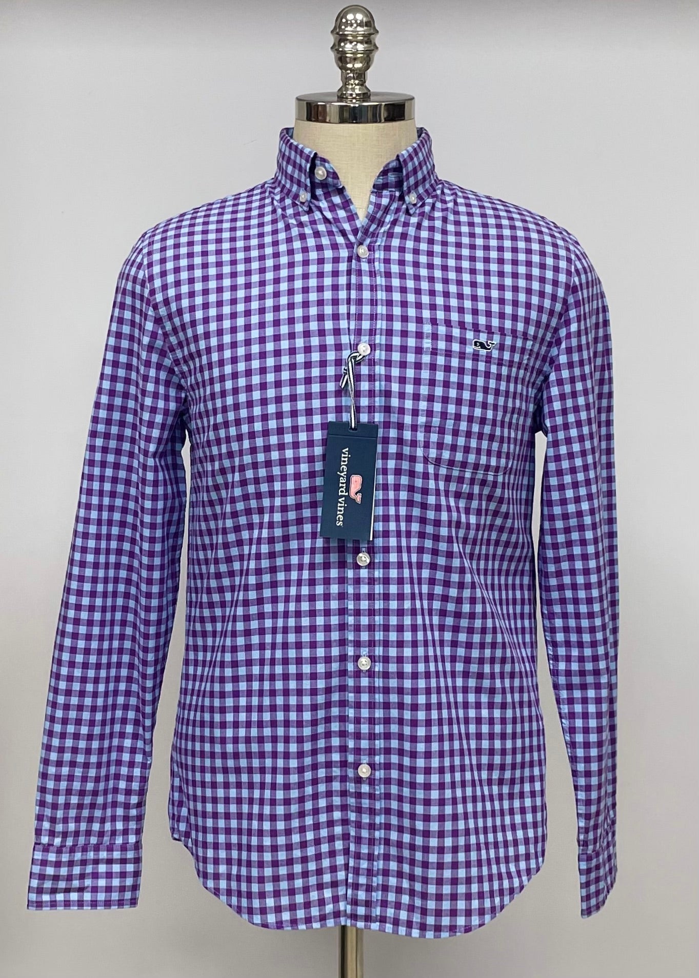 Camisa de cuadros Vineyard Vines 🐳 con patrón de cuadros en color celeste y morado Talla S Entalle Slim Fit