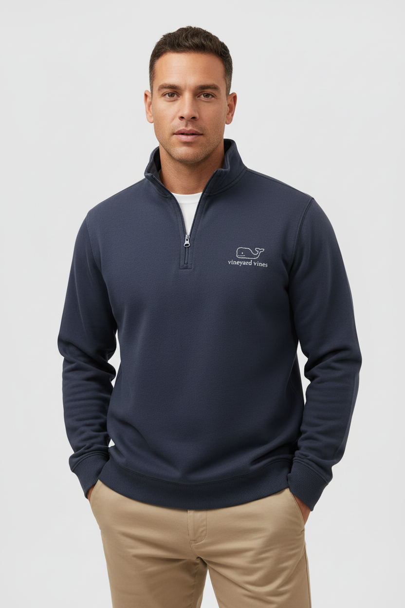 Sueter Jersey Vineyard Vines 🐳 color azul oscuro con logo tradicional Tela algodón Pima Talla S
