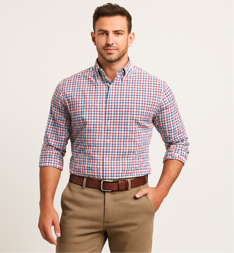 Camisa de botones TailorByrd 🦩 Con patrón de cuadros multicolor Talla XL Entalle Regular