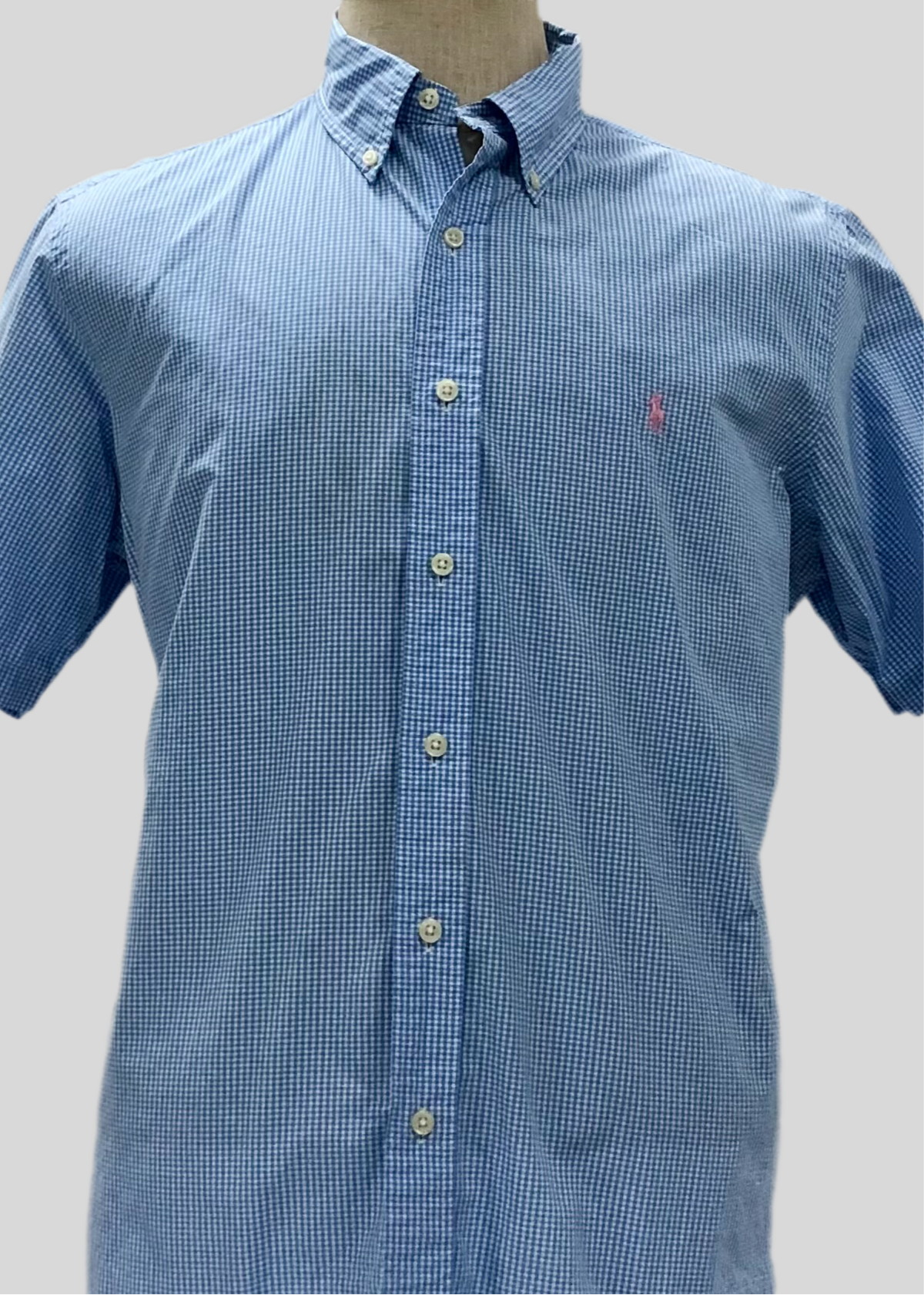 Camisa Polo Ralph Lauren 🏇🏼 de cuadros gingham celeste y blanco Talla L Entalle Regular