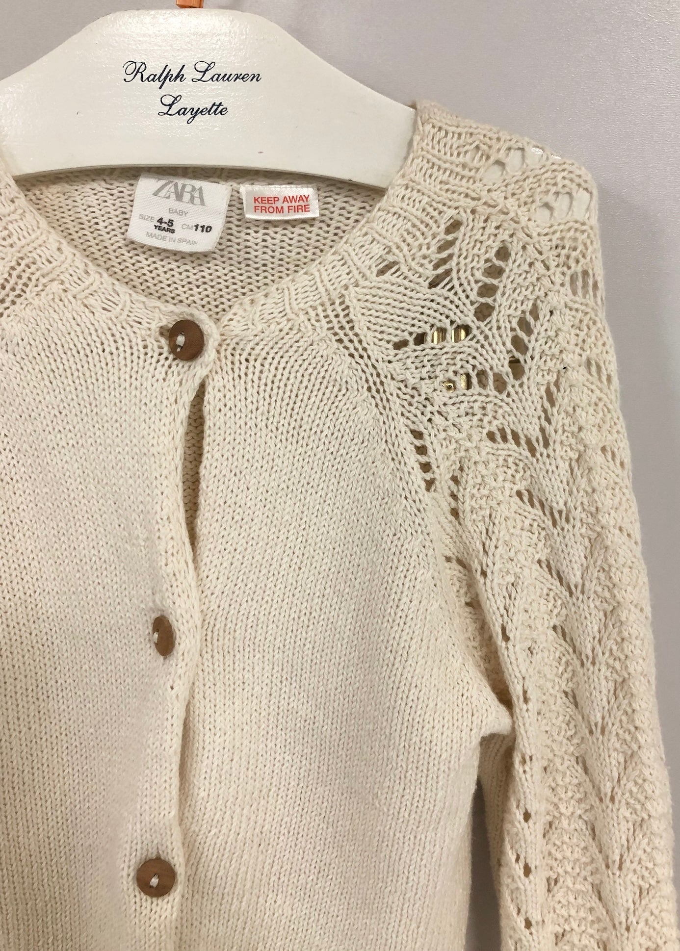 Cárdigan de niña Zara 🇪🇸 Color crema claro Talla 4