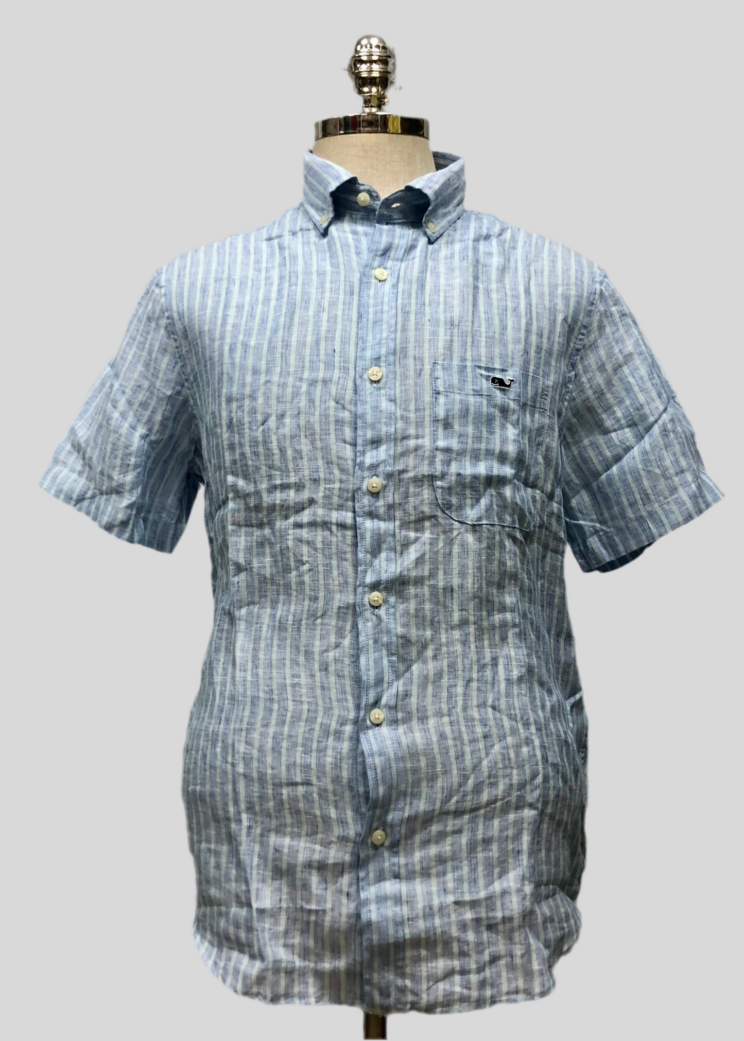 Camisa de lino Vineyard Vines 🐳 de rayas en color celeste y azul Talla L Entalle Clásico