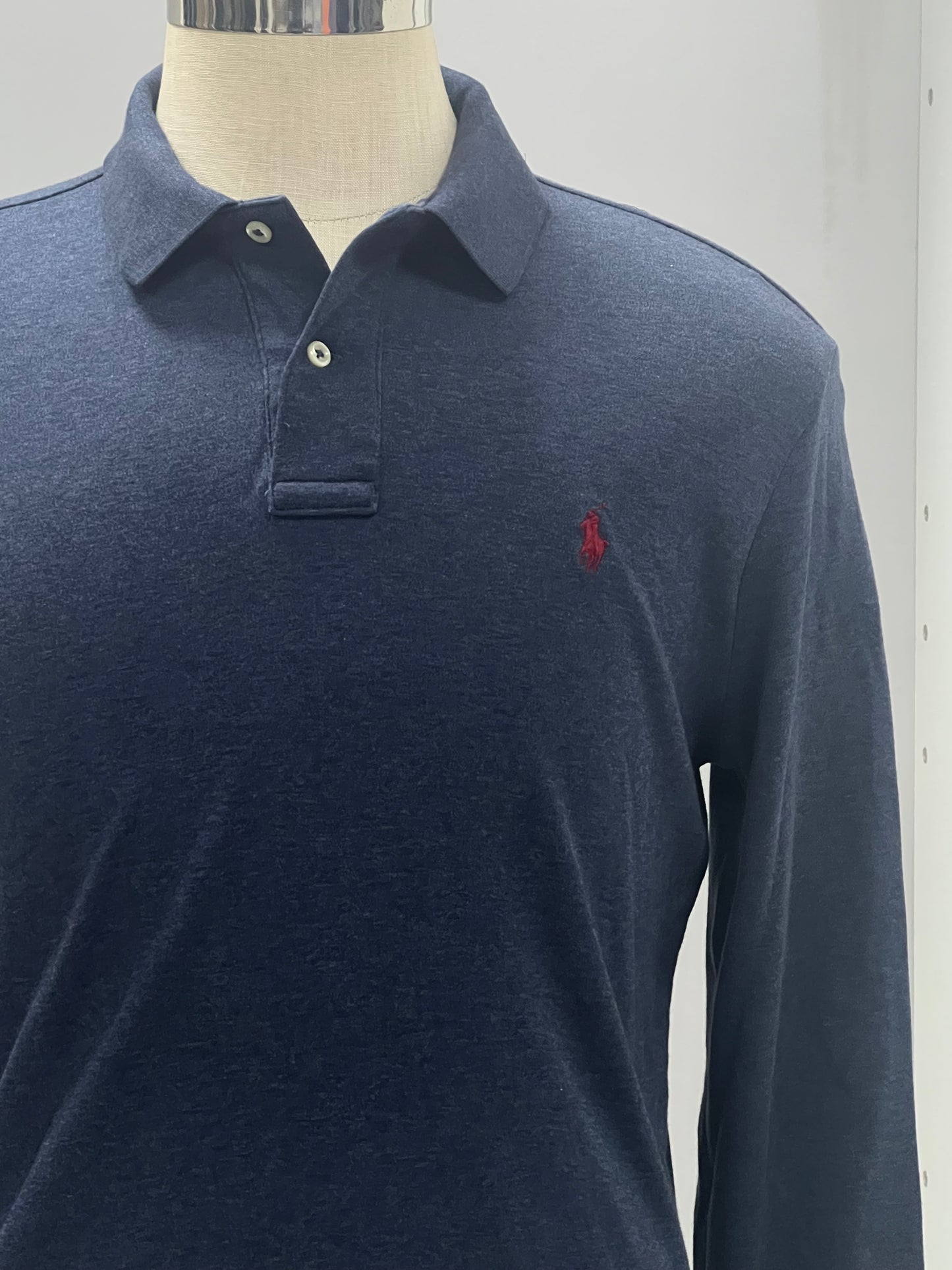 Camiseta Polo Ralph Lauren 🏇🏼 color azul grisáceo manga larga Talla L Entalle Regular