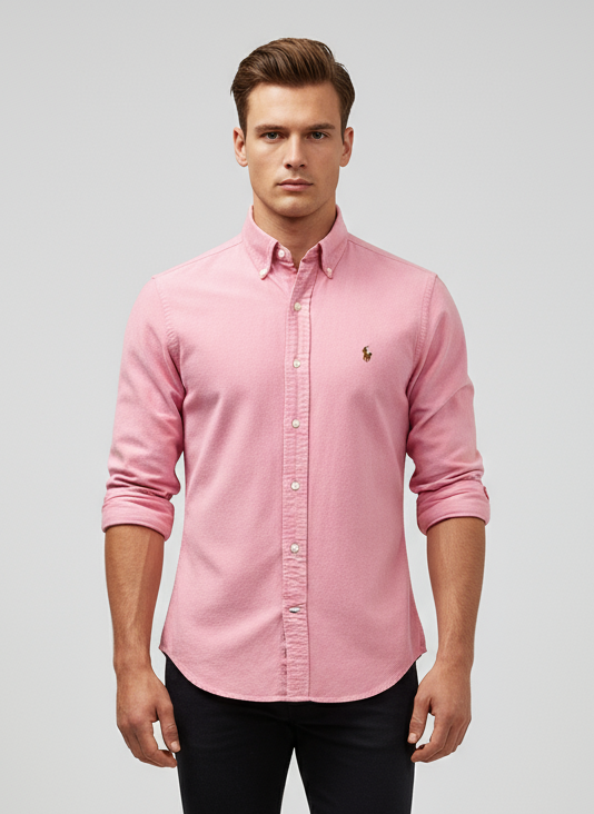 Camisa de botones Polo Ralph Lauren 🏇🏼 Oxford en color rosado Talla M Entalle Slim Fit