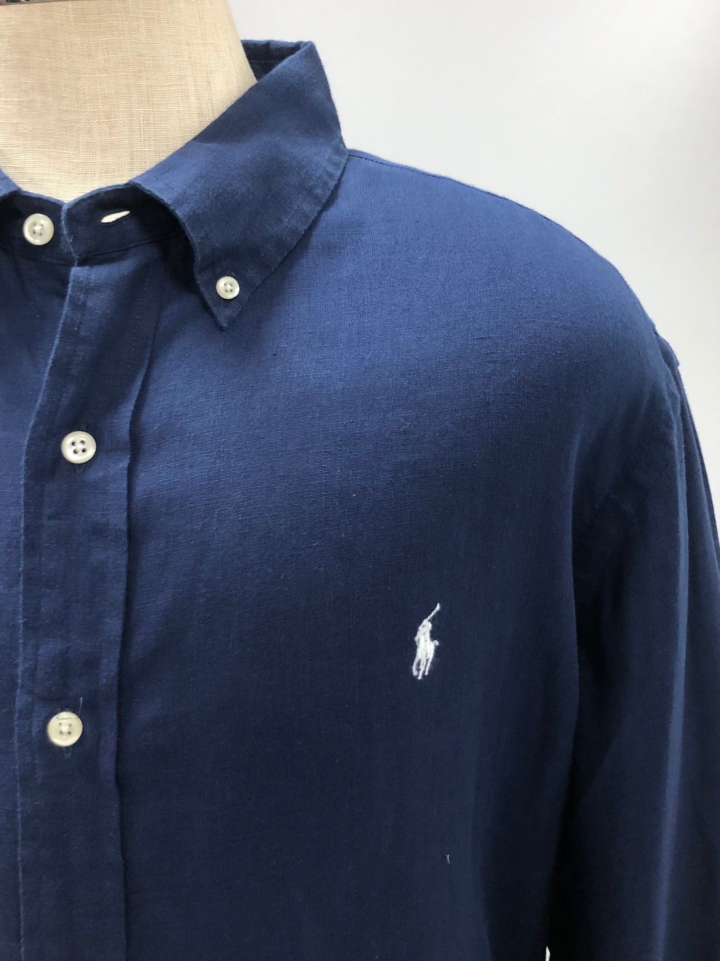 Camisa Polo Ralph Lauren 🏇🏼 de Lino en color azul navy Talla XXL Entalle Regular