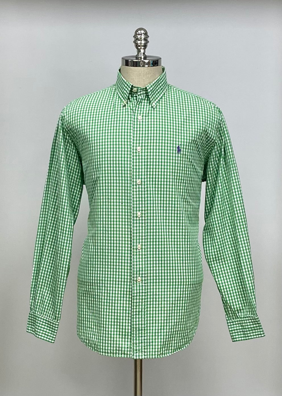 Camisa Polo Ralph Lauren 🏇🏼 con patron de cuadros gingham verde y blanco Talla L Entalle Regular (ver descripción)