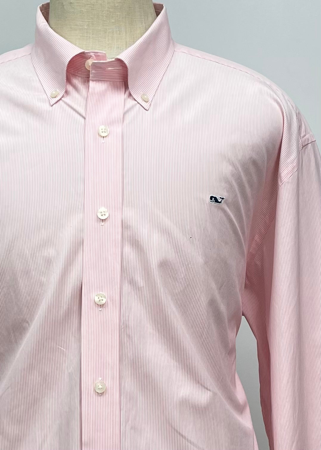 Camisa de cuadros Vineyard Vines 🐳 de rayas color rosado claro y blanco Talla XXL Entalle Regular