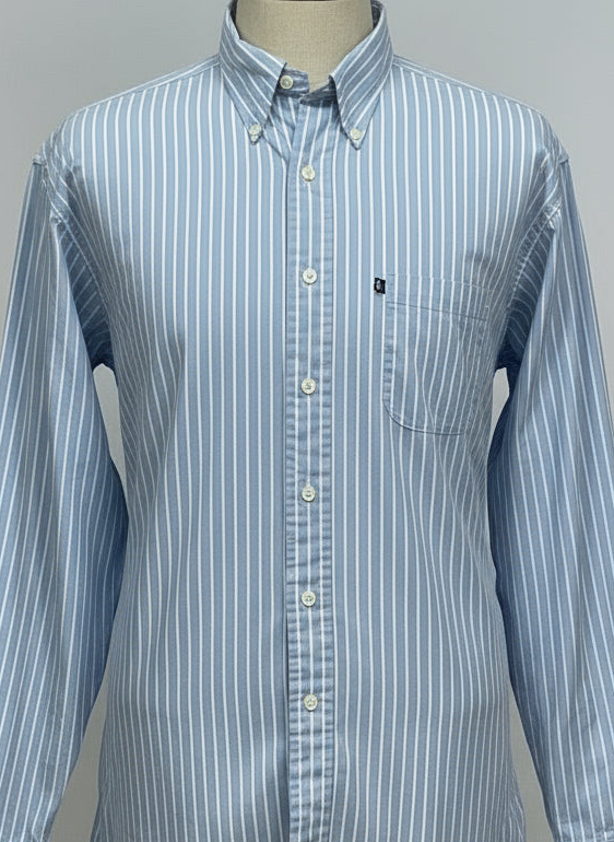 Camisa Brooks Brothers 🐑 con patron de rayas en celeste y blanco Talla L Entalle Regular (ver descripción)