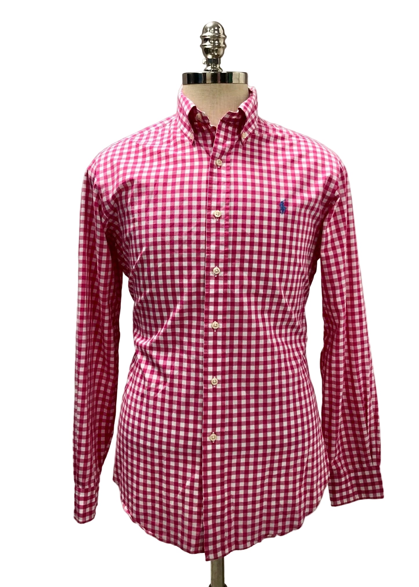 Camisa de botones Polo Ralph Lauren 🏇🏼 de cuadros gingham rosado intenso y blanco Talla M Entalle Clásico