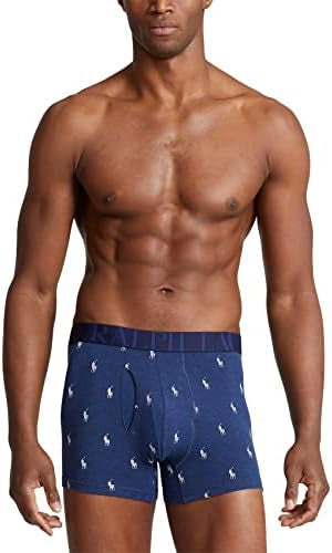 Paquete de 3 Boxer Briefs Polo Ralph Lauren 🏇🏼 Classic Fit Tela algodón stretch color azul, celeste y con diseño de logo Talla S